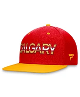 Men's Fanatics Red, Yellow Calgary Flames Authentic Pro Rink Two-Tone Snapback Hat