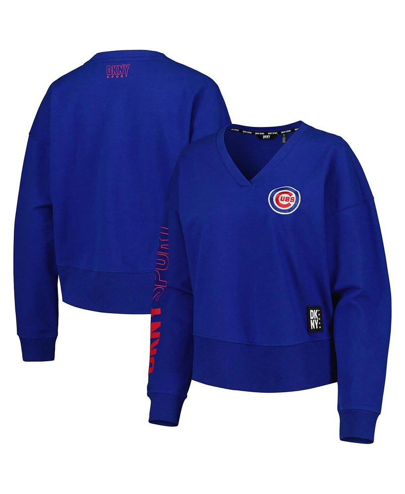 Women's Dkny Sport Royal Chicago Cubs Lily V-Neck Pullover Sweatshirt