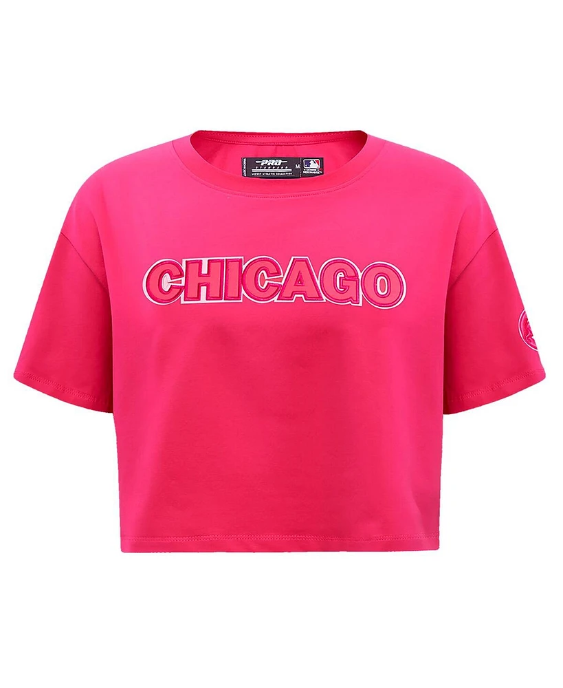 Women's Pro Standard Pink Chicago Cubs Triple Pink Boxy Cropped T-shirt