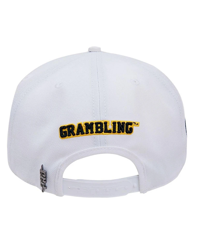 Men's Pro Standard White Grambling Tigers Mascot Evergreen Wool Snapback Hat
