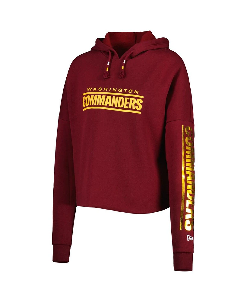 Women's New Era Burgundy Washington Commanders Foil Sleeve Pullover Hoodie