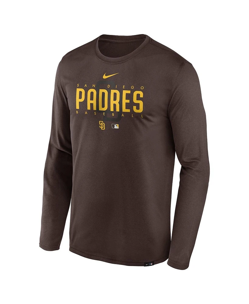 Men's Nike Brown San Diego Padres Authentic Collection Team Logo Legend Performance Long Sleeve T-shirt