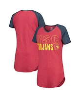 Women's Concepts Sport Cardinal, Charcoal Usc Trojans Raglan V-Neck Nightshirt