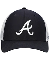 Men's '47 Brand Navy, White Atlanta Braves Primary Logo Trucker Snapback Hat