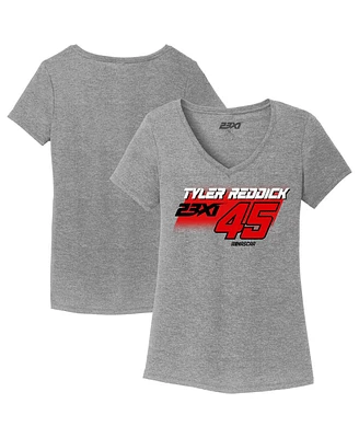 Women's 23XI Racing Gray Tyler Reddick Tri-Blend V-Neck T-shirt