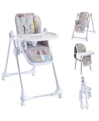 Costway Toddler 3-In-1 Convertible Baby Highchair Foldable Height Adjustable Feeding Chair