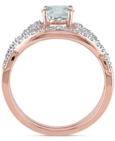 Aquamarine (5/8 ct. t.w.) & Diamond (1/6 Infinity Bridal Set 10k Rose Gold