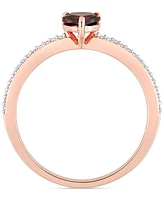 Garnet (1/2 ct. t.w.) & Diamond (1/10 Heart Promise Ring 10k Rose Gold