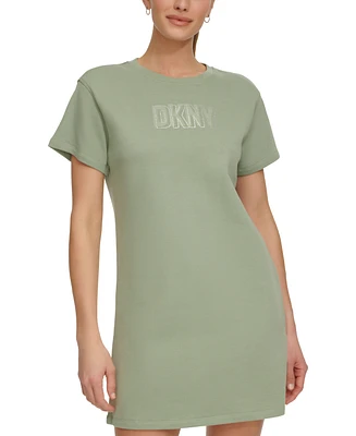 Dkny Women's Short-Sleeve Long Logo T-Shirt Dress