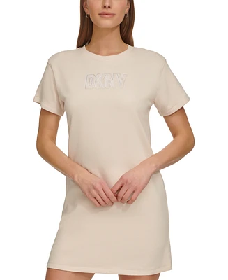 Dkny Women's Short-Sleeve Long Logo T-Shirt Dress