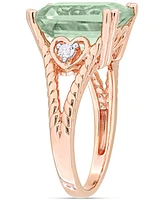 Green Quartz (5-1/2 ct. t.w.) & White Topaz (1/20 Statement Ring 18k Rose Gold-Flash Sterling Silver