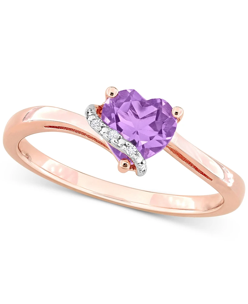 Amethyst (5/8 ct. t.w.) & Diamond Accent Heart Promise Ring 18k Rose Gold Flash-Plated Sterling Silver