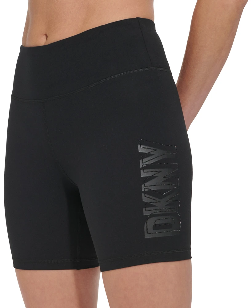 Dkny Women's High-Waisted Exploded-Logo Bike Shorts