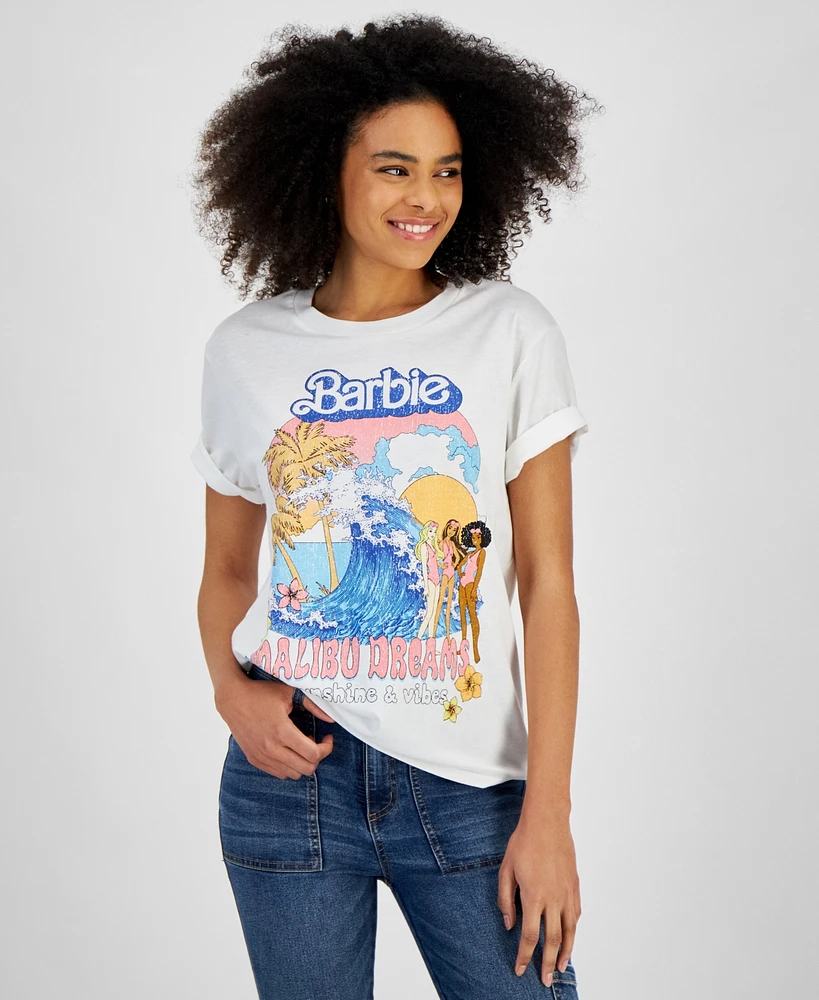 Love Tribe Juniors' Malibu Barbie Graphic Crewneck T-Shirt