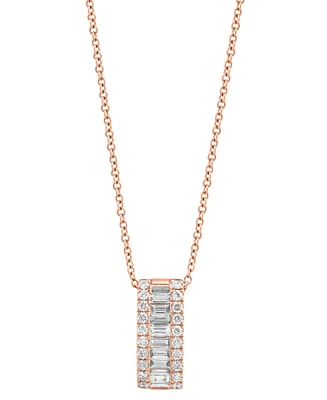 Effy Diamond Baguette & Round Vertical Bar 18" Pendant Necklace (1/2 ct. t.w.) in 14k Gold (Also available in 14k White Gold)