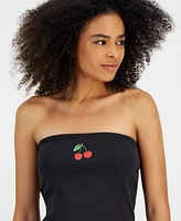 Rebellious One Juniors' Cherry Graphic Ribbed Tube Top