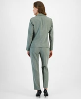 Le Suit Pinstripe One-Button Jacket & Slim-Fit Pantsuit, Petite Regular