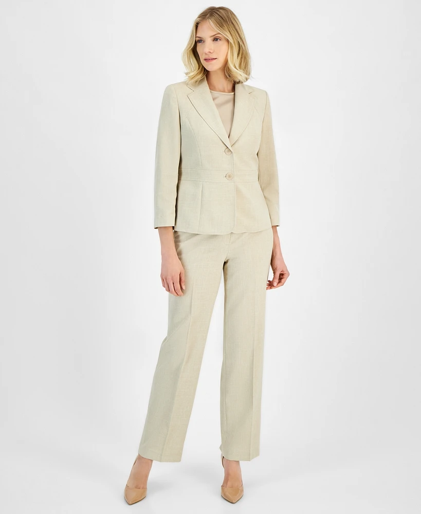 Le Suit Women's Two-Button Inset Jacket Extended-Tab Waist Pantsuit, Regular & Petite