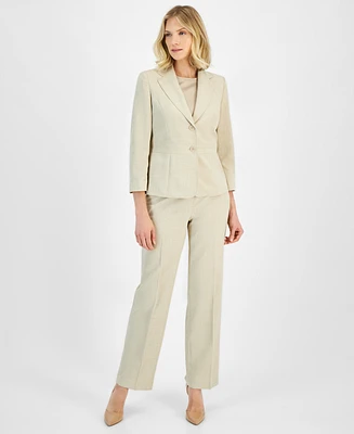 Le Suit Women's Two-Button Inset Jacket Extended-Tab Waist Pantsuit, Regular & Petite