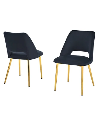 Best Quality Furniture 23" L x 20" W 32" H Velvet Upholstered Side Chairs with Gold-tone Chrome Legs, Set of 2