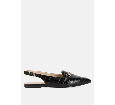 London Rag Trempe Croc Slingback Flat Sandals