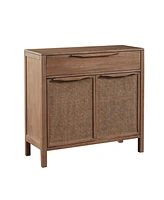 Madison Park Palisades 36"W Coastal 1 Drawer and 2 Door Storage Accent Chest with Cane Webbing Detailing