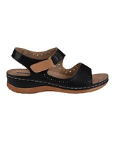 Gc Shoes Women's Foster Perforated Double Band Flat Sandals