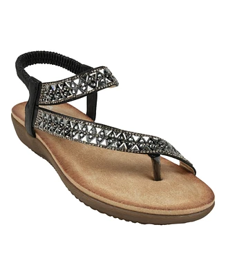 Gc Shoes Women's Reille Jeweled Asymmetrical Flat Sandals