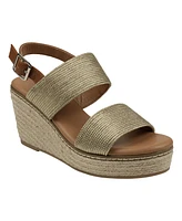 Gc Shoes Women's Ellis Metallic Double Band Slingback Espadrille Wedge Sandals