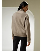 Lilysilk Women's Turtleneck Relaxed-Fit Cashmere Sweater