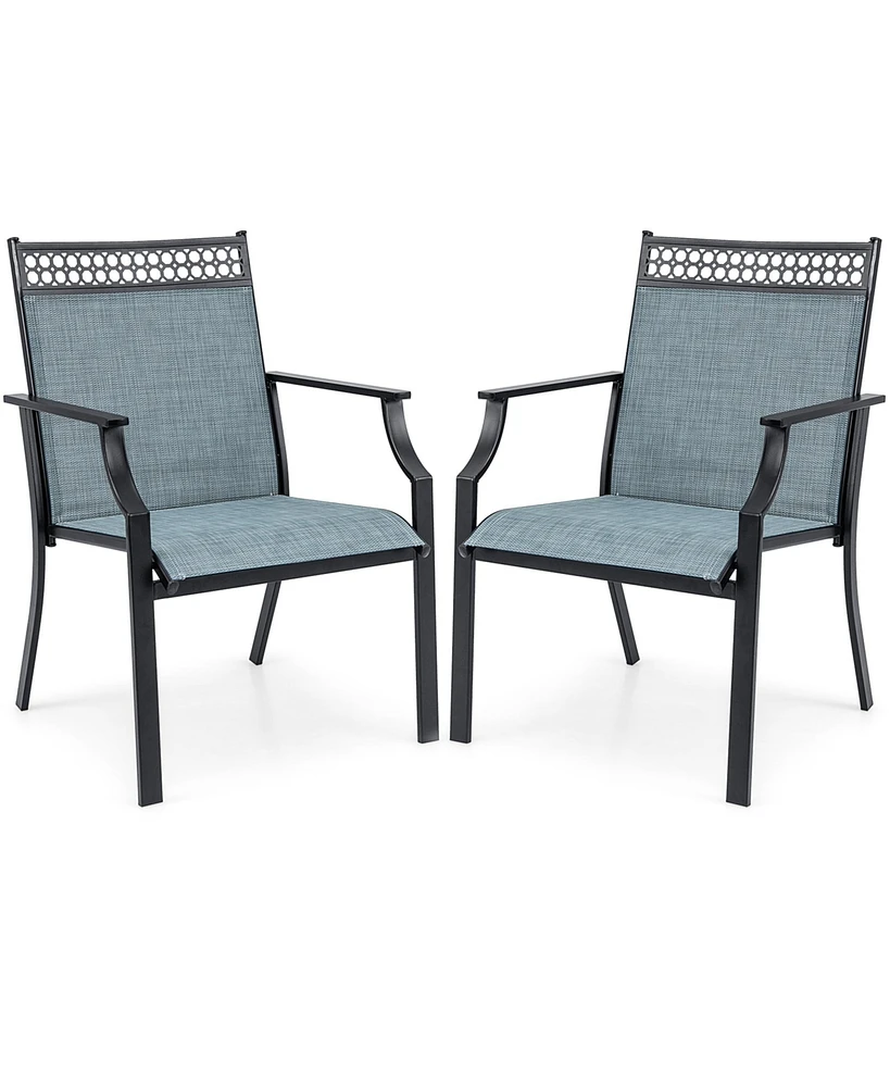 Costway Patio Chairs Set of 2 with All Weather Breathable Fabric High Backrest