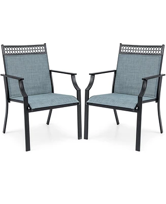 Costway Patio Chairs Set of 2 with All Weather Breathable Fabric High Backrest