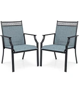 Costway Patio Chairs Set of 2 with All Weather Breathable Fabric High Backrest