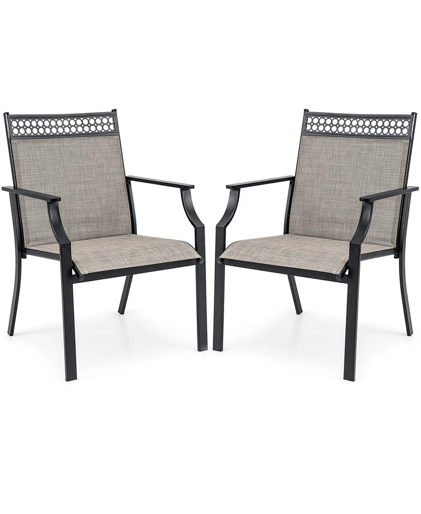 Costway Patio Chairs Set of 2 with All Weather Breathable Fabric High Backrest