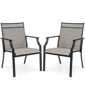 Costway Patio Chairs Set of 2 with All Weather Breathable Fabric High Backrest