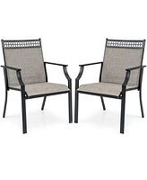 Costway Patio Chairs Set of 2 with All Weather Breathable Fabric High Backrest