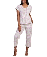Miss Elaine Women's 2-Pc. Cropped Floral Pajamas Set