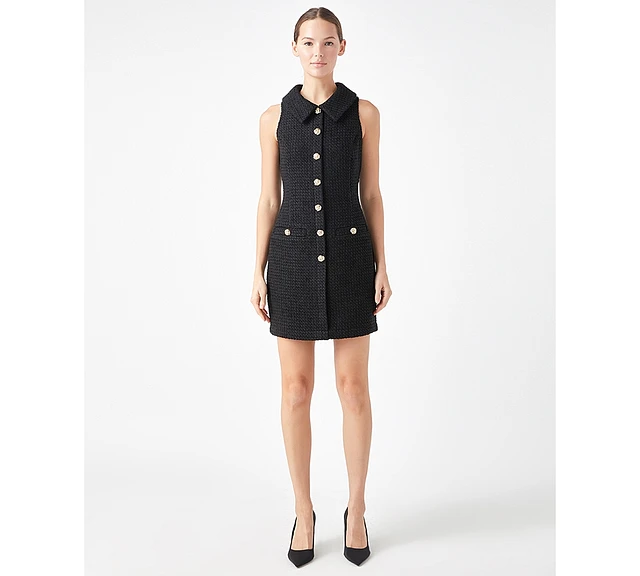 knee length dresses for ladies Endless Rose Women's Tweed Sleeveless Mini Dress