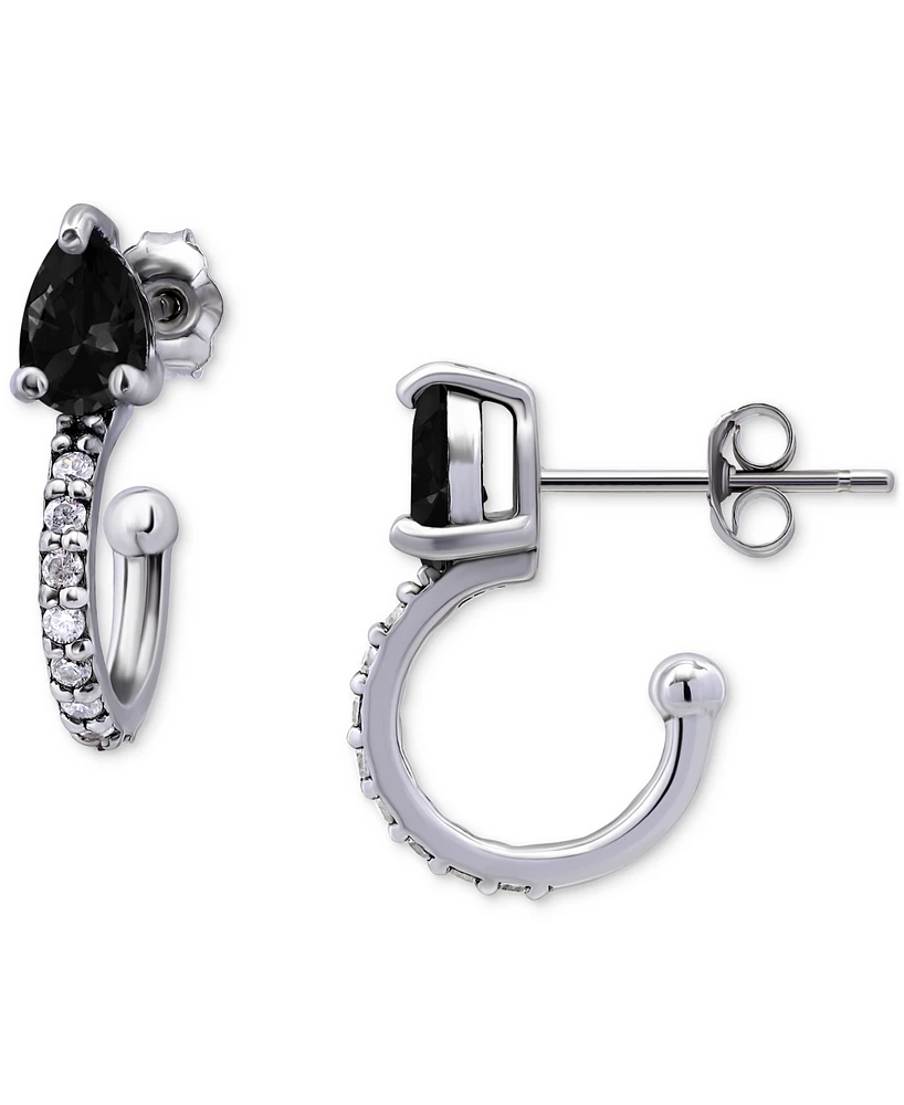 Giani Bernini Black & White Cubic Zirconia Pear Small Hoop Earrings in 18k Gold-Plated Sterling Silver, 0.75", Created for Macy's