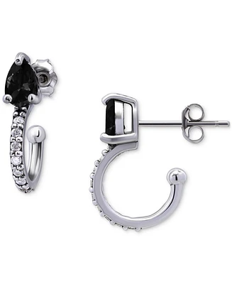 Giani Bernini Black & White Cubic Zirconia Pear Small Hoop Earrings in 18k Gold-Plated Sterling Silver, 0.75", Created for Macy's