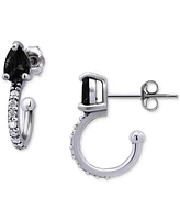 Giani Bernini Black & White Cubic Zirconia Pear Small Hoop Earrings in 18k Gold-Plated Sterling Silver, 0.75", Created for Macy's
