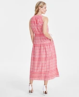 Anne Klein Women's Sleeveless Halter-Neck Cotton Midi Dress