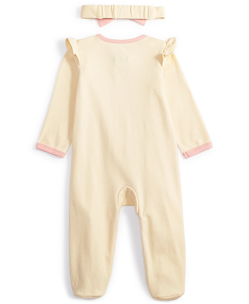 Disney Baby Winnie-the-Pooh Footed Coverall & Headband, 2 Piece Set