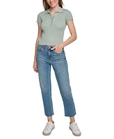 Calvin Klein Jeans Women's Ribbed Short-Sleeve Polo Shirt