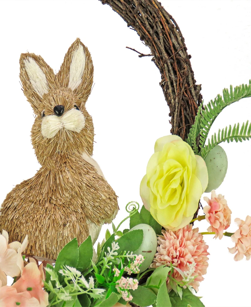 National Tree Company 16" Bunny and Rose Flowers Wreath