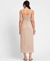 Seraphine Women's Linen-Blend Button-Front Midi Dress