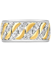 Men's Diamond Chain Link Inspired Ring (1/2 ct. t.w.) in Sterling Silver & 18k Gold-Plate