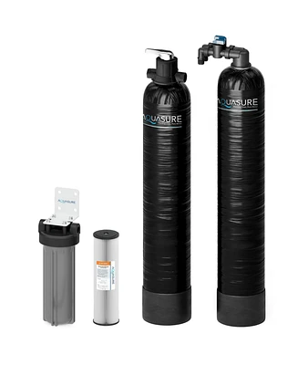 Aquasure Serene Series | Gpm Salt-Free Conditioning Bundle with Fortitude Pro Whole House Water Treatment System & Pleated Sediment Pre-Filter