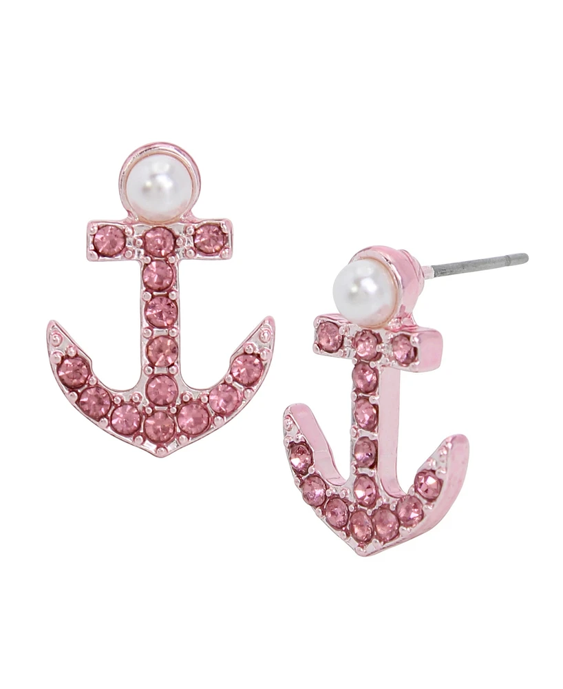 Betsey Johnson Faux Stone Anchor Stud Earrings