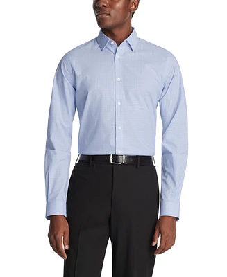 Michael Kors Men's Slim Fit Cotton Linen Untucked Print Dress Shirt